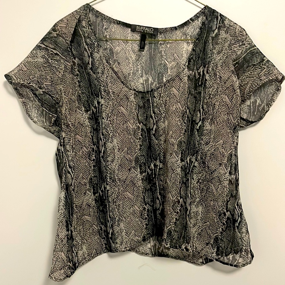 Buffalo by David bitton sheer snake print top. Size: XS
